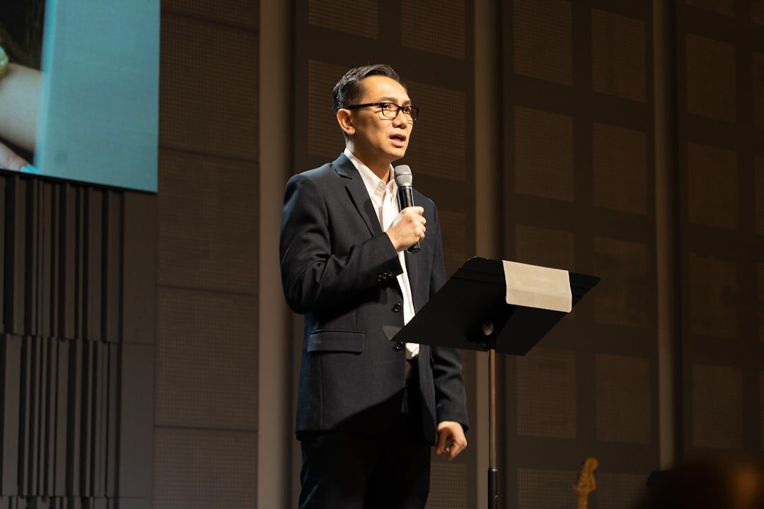 business professional speaking confidently